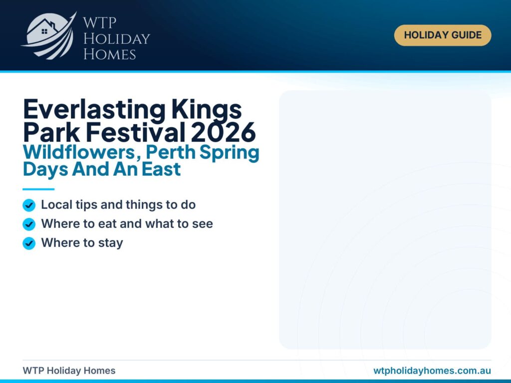 Everlasting Kings Park Festival 2026 Perth spring guide showing Western Australian wildflowers, Kings Park and the Perth skyline.