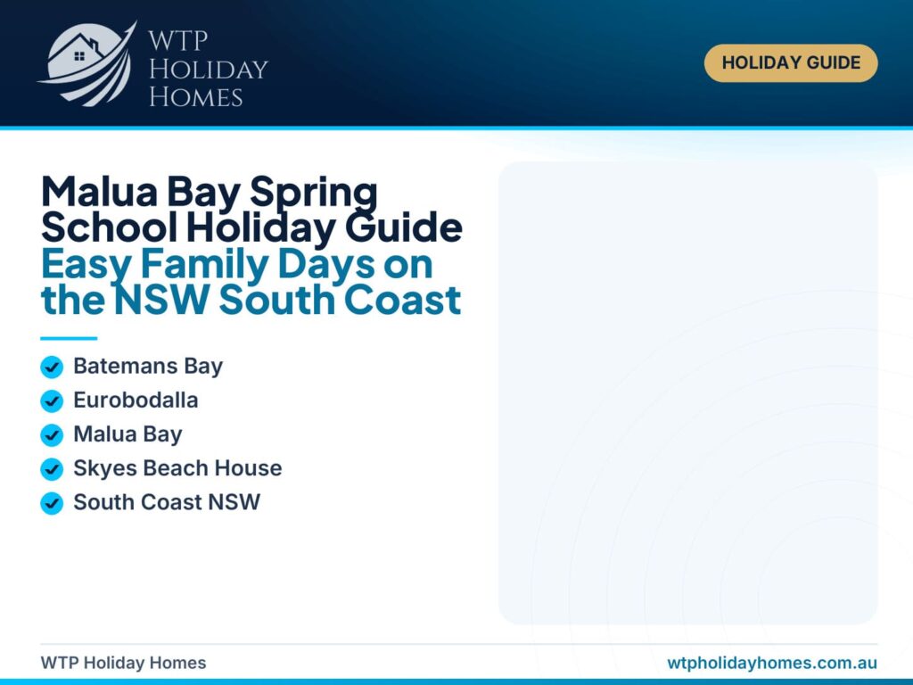 Malua Bay Beach on the NSW South Coast for a spring school holiday family guide near Batemans Bay.