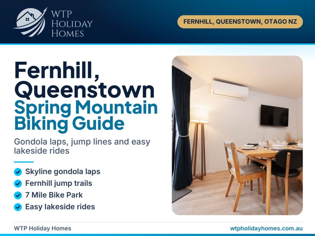 Queenstown mountain biking guide cover for a Fernhill stay with Skyline, 7 Mile and lakeside trail highlights
